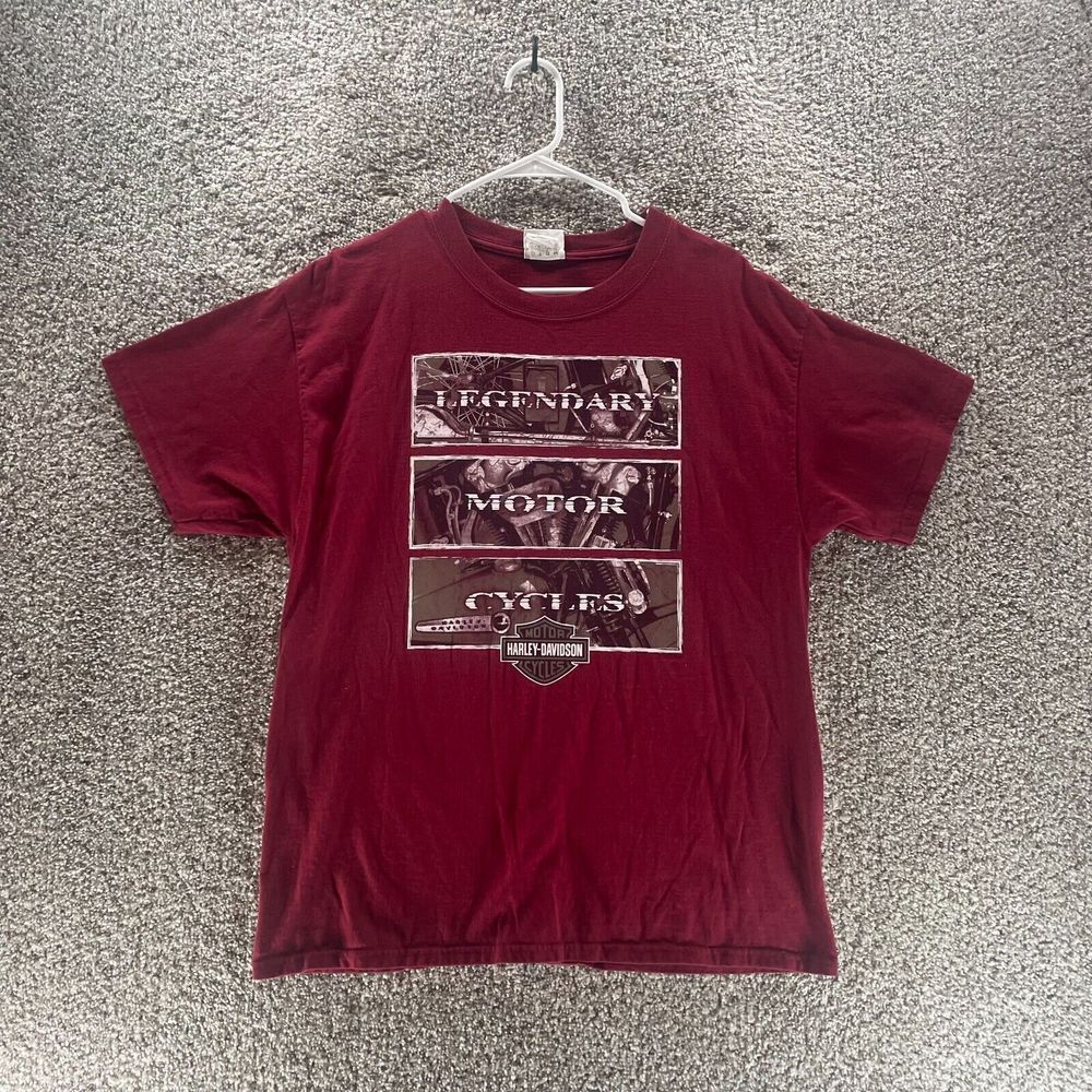 Harley Davidson Shirt Adult Large Red Greenville South Carolina Motorcycles Mens